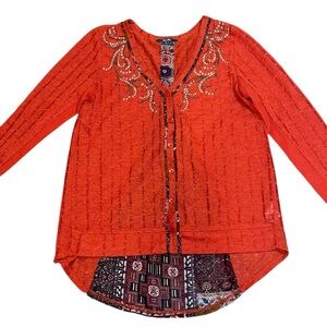 Miss Me Embellished Cardigan Sweater Womens Size Medium Sequin Y2K High Low